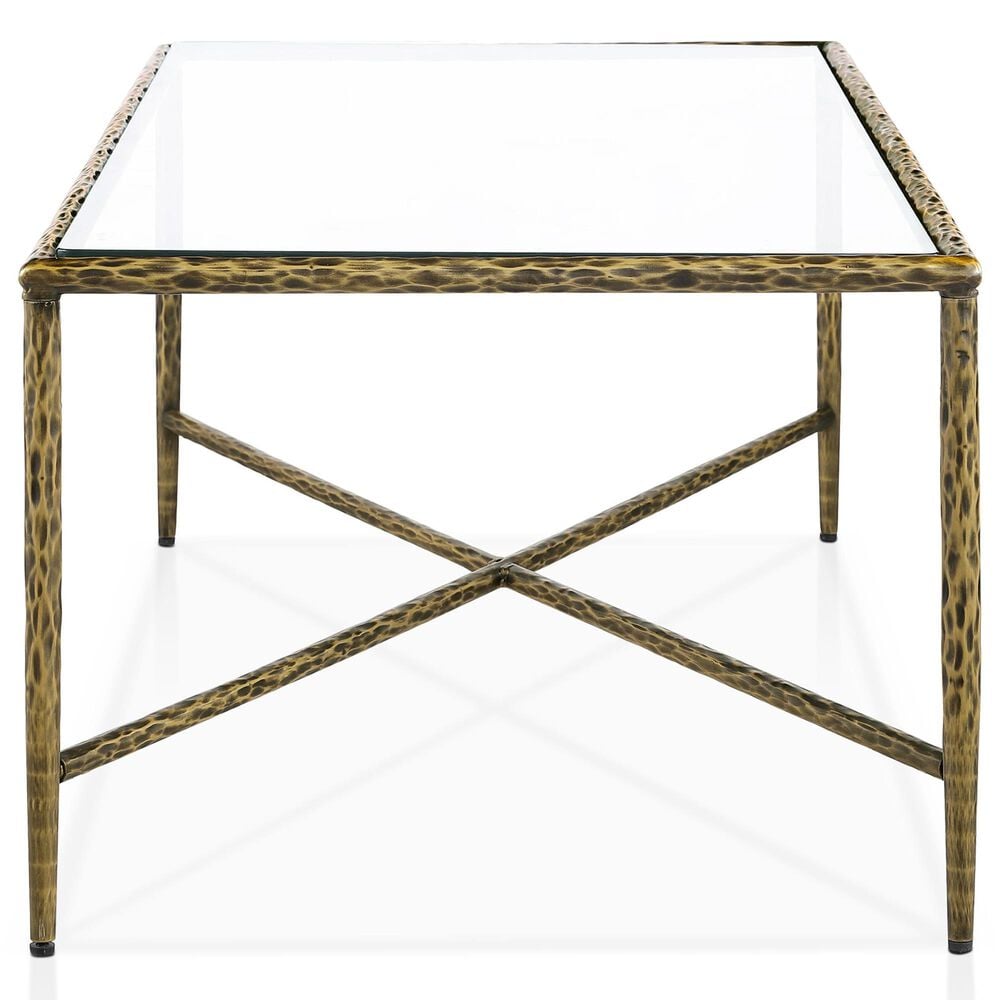 Furniture of America Lalia Coffee Table with Tempered Glass Top and Bullnose Edge in Matte Gold, , large