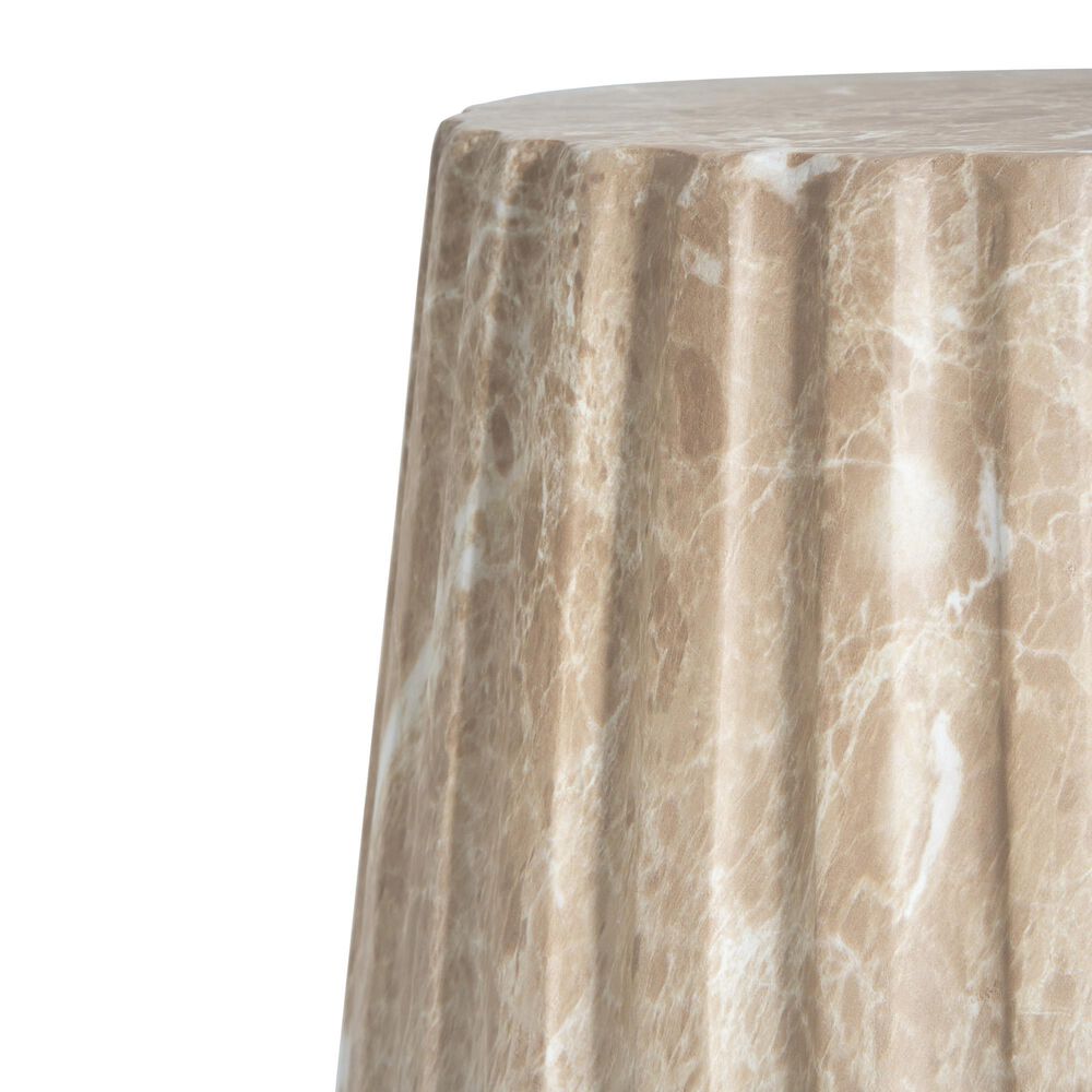 Hearth and Haven Outdoor Carved Side Table with Faux Natural Stone Texture in Gold, , large