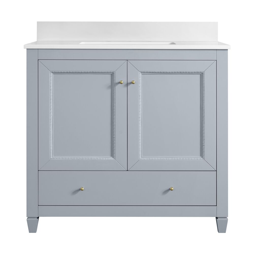 37B Claudine 36" Single Bathroom Vanity in Soft Blue with Glossy White Composite Stone Top and Backsplash, , large