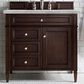 James Martin Vanities Brittany 36" Single Bathroom Vanity in Burnished Mahogany with 3 cm Victorian Silver Quartz Top and Rectangular Sink, , large