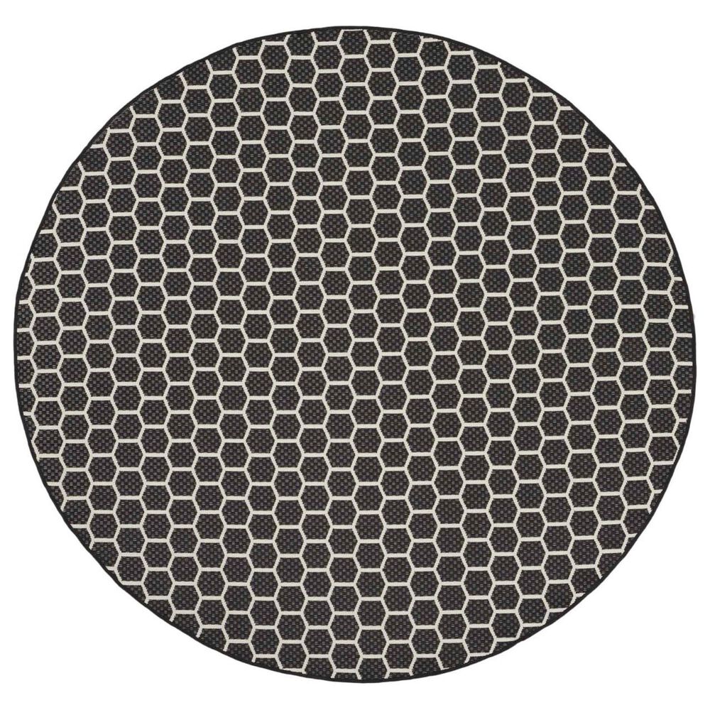 Nourison Twist Reversible 8" Round Black Indoor/Outdoor Area Rug, , large