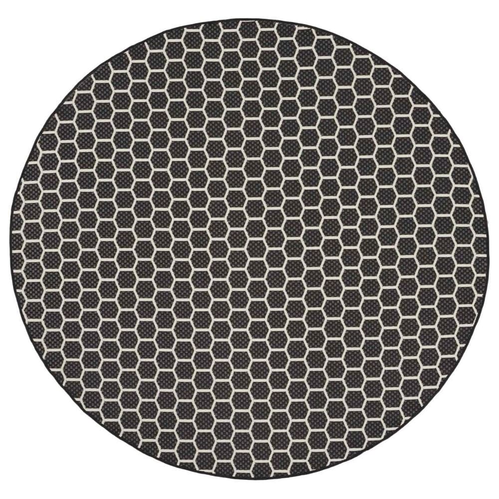 Nourison Twist Reversible 8" Round Black Indoor/Outdoor Area Rug, , large