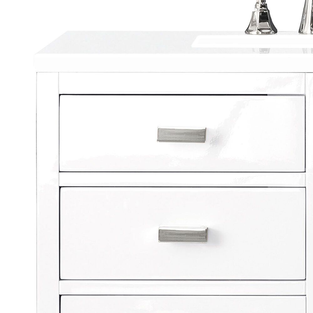 James Martin Vanities Addison 36" Single Vanity Cabinet in Glossy White with 3 cm White Zeus Quartz Top and Rectangular Sink, , large