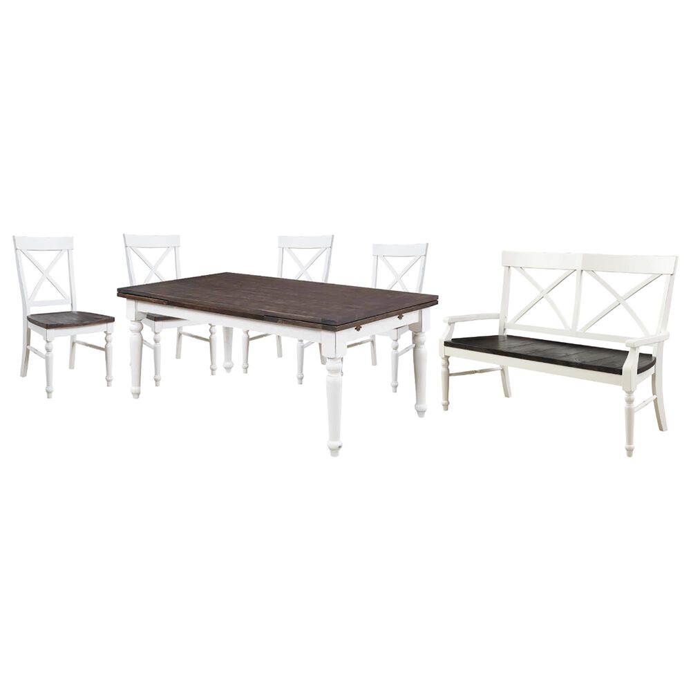 Golden Wave Furniture Mountain Retreat Meadow 6-Piece Dining Set in Antique White and Mocha, , large