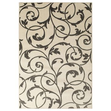 Central Oriental Terrace Tropic Macala 7"10" x 9"10" Snow and Stone Area Rug, , large