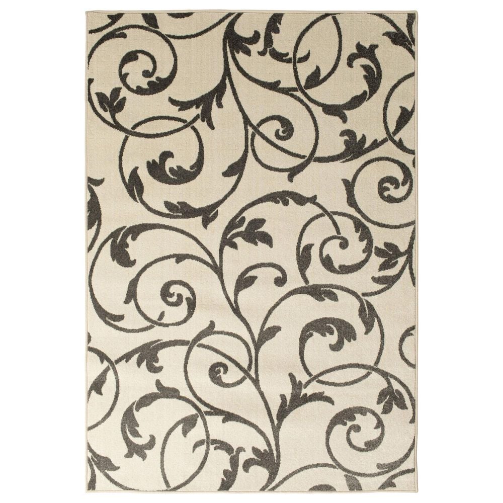 Central Oriental Terrace Tropic Macala 7"10" x 9"10" Snow and Stone Area Rug, , large