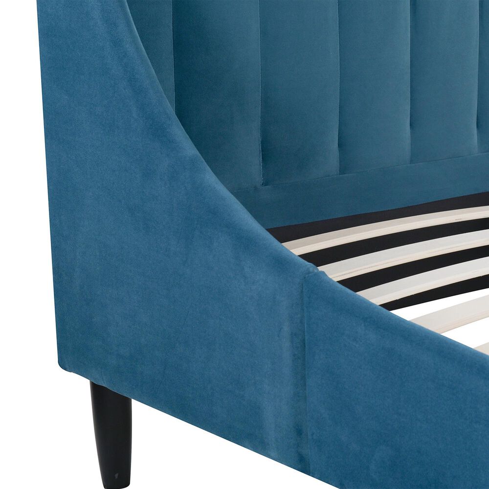 Jennifer Taylor Home Aspen Queen Upholstered Platform Bed in Satin Teal, , large