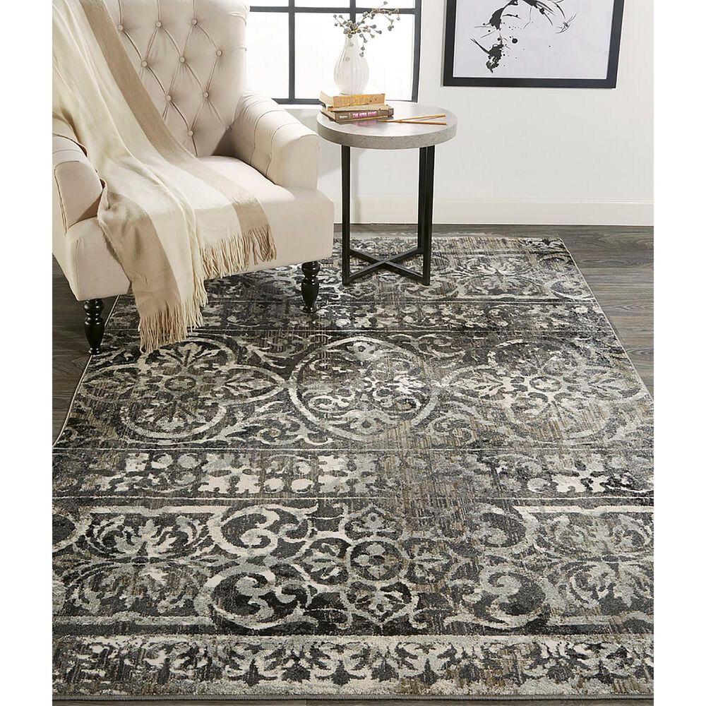 Feizy Kano 7&#39;10&quot; x 10&#39; Charcoal and Ivory Area Rug, , large
