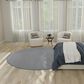 Nourison Courtyard Ivory and Blue 8" Round Indoor/Outdoor Area Rug, , large