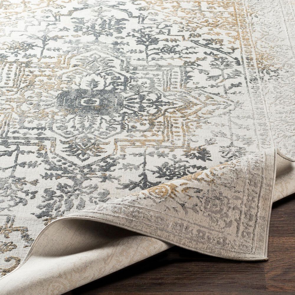 Surya Aisha Charcoal, Gray, Mustard and Light Gray 6&#39;7&quot; x 9&#39;6&quot; Area Rug, , large
