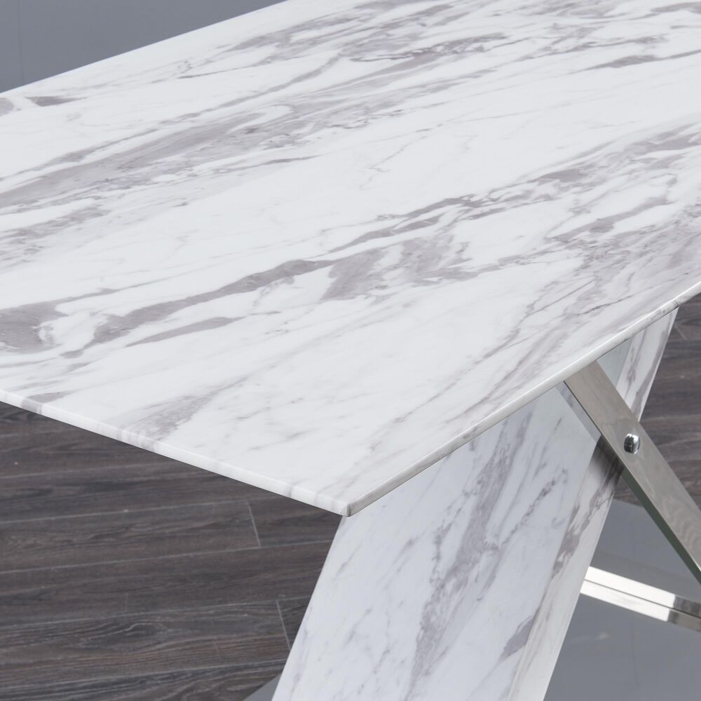 Global Furniture USA Dining Table in Light Grey Silver Marble, , large