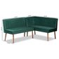 Baxton Studio Alvis 2-Piece Dining Nook Banquette Set with Green Velvet in Walnut Brown, , large