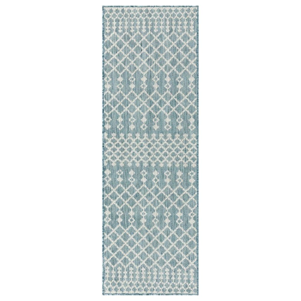 Nourison Positano Southwestern Aqua 2" x 6" Indoor/Outdoor Runner, , large