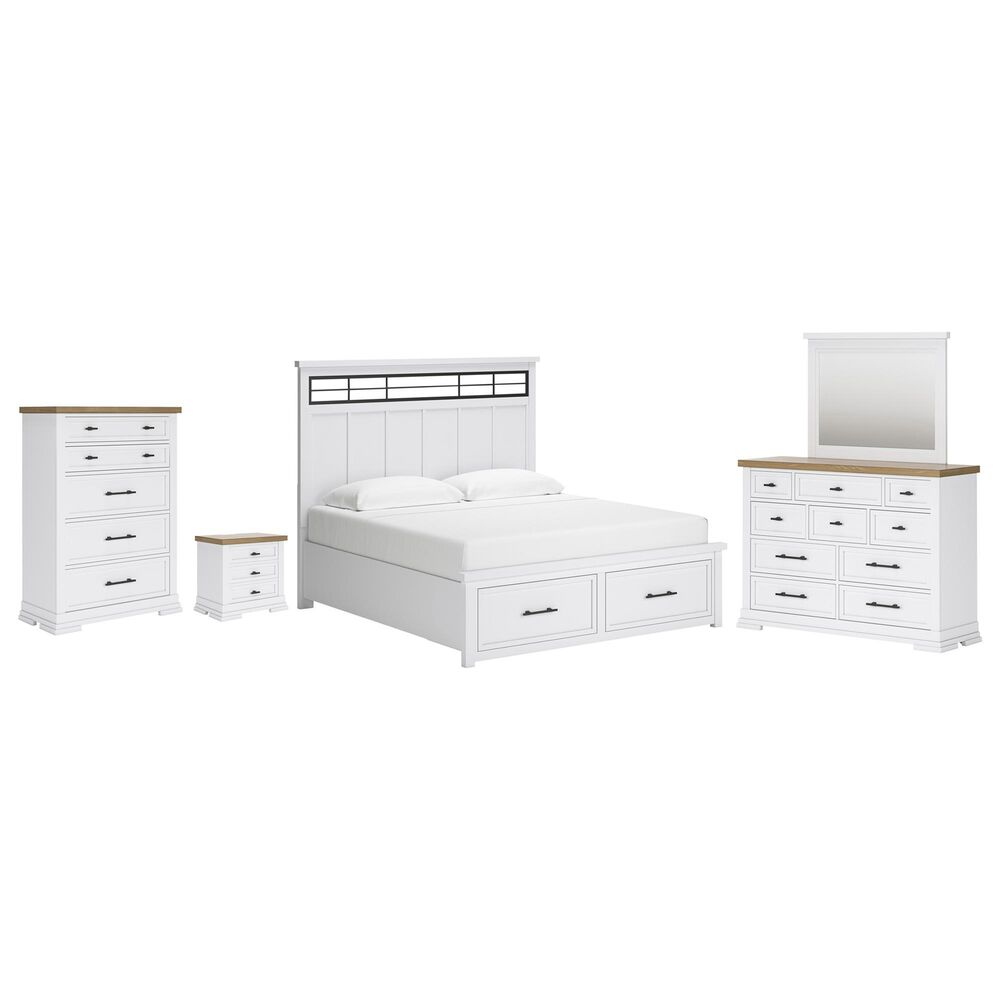 Ashley 5-Piece King Bedroom Set in White and Natural, , large