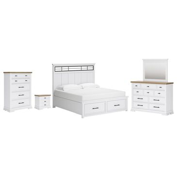 Ashley 5-Piece King Bedroom Set in White and Natural, , large