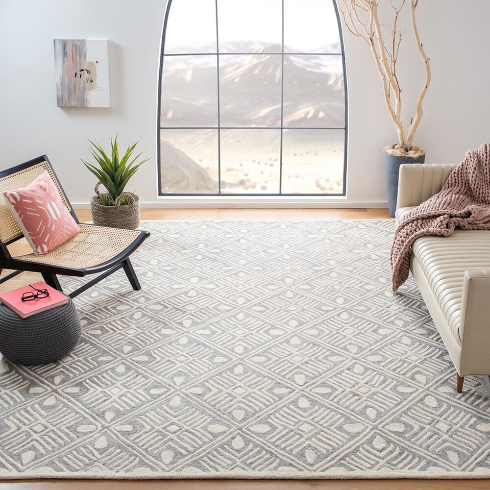 Safavieh Micro-Loop MLP262F 4&#39; x 6&#39; Gray and Ivory Area Rug, , large
