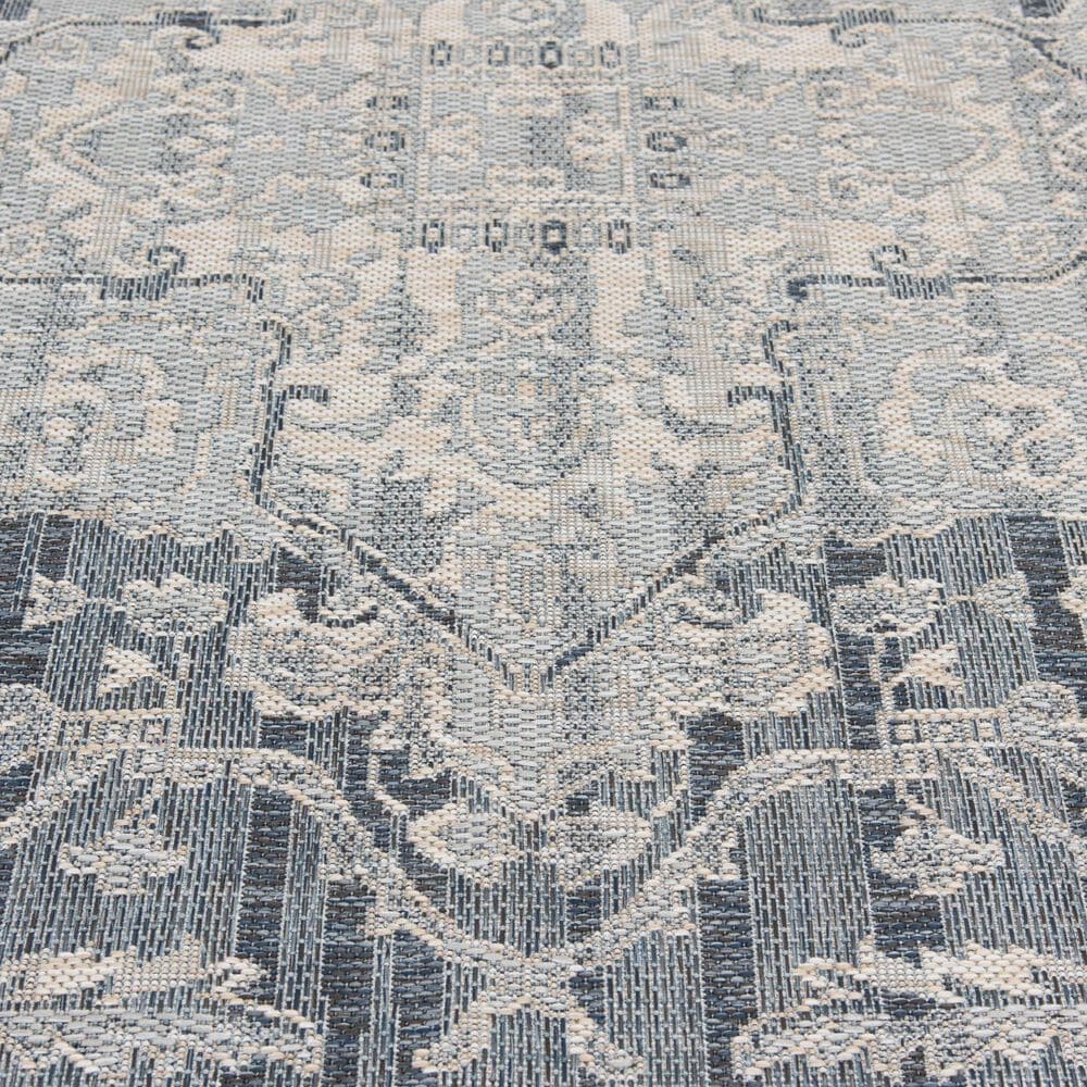 Central Oriental Melbourne Davante 7&#39;10&quot; x 9&#39;10&quot; Lagoon and Vanilla Area Rug, , large