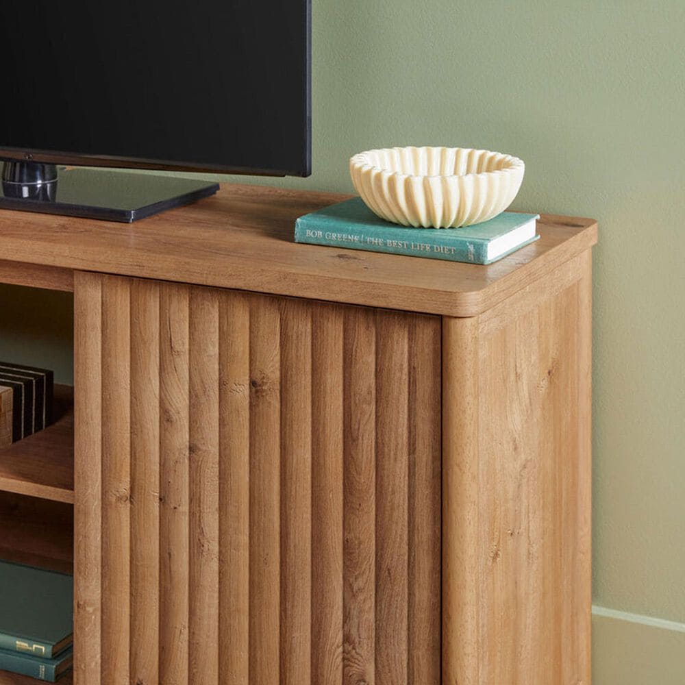 Walker Edison Flynn Scandinavian 58&quot; TV Stand in English Oak, , large