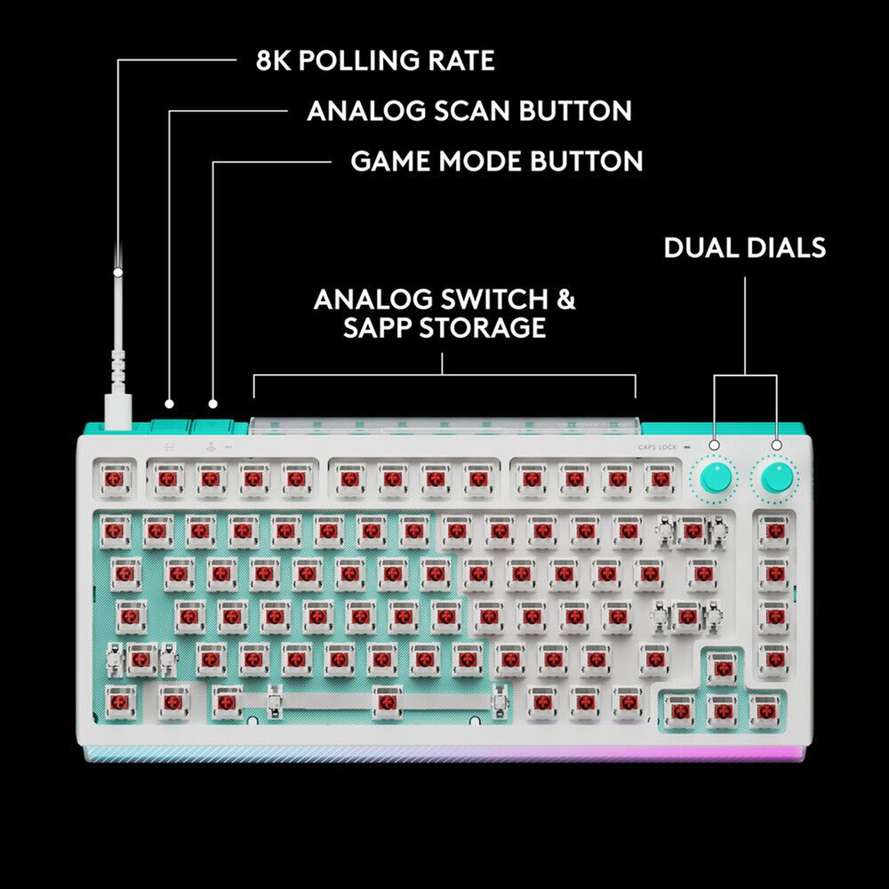 Logitech G512 X 75 Dual Swap Mechanical Gaming Keyboard with Tactile Switches in White, , large