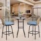 Hearth and Haven 3-Piece Outdoor Patio Bar Set with Blue Cushion in Black, , large