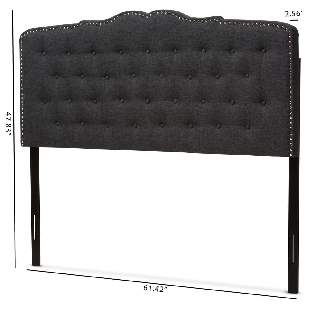Baxton Studio Lucy Queen Panel Headboard in Dark Grey, , large