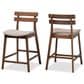 Baxton Studio Larine Counter Stool with Light Grey Cushion in Walnut (Set of 2), , large