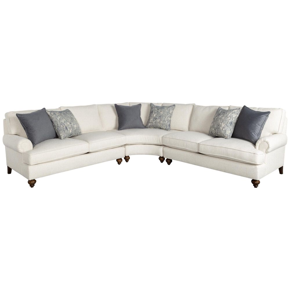 Bernhardt 3-Piece Curved Sectional in White, , large