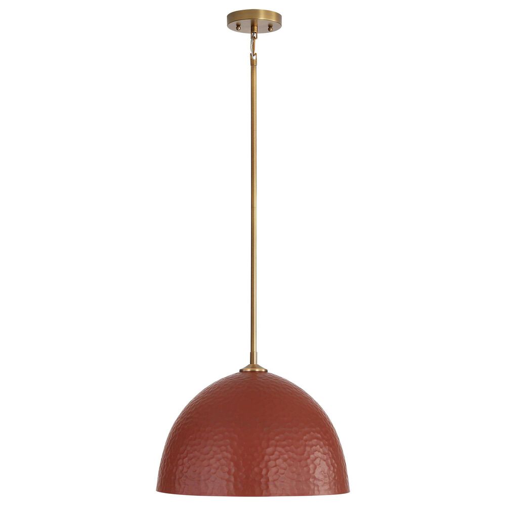 Golden Lighting Shepard 1-Light Pendant with Russet Clay Shade in Modern Brass, , large