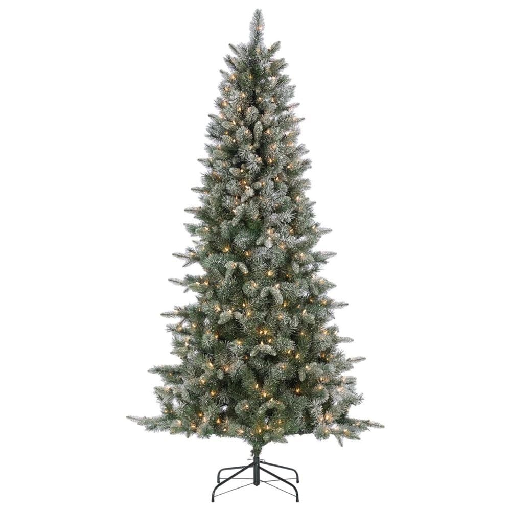 The Gerson Company Sterling 7" Natural Cut Lightly Flocked Arctic Pine with 400 UL White Lights, , large