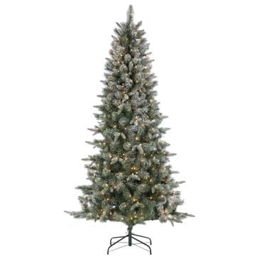 The Gerson Company Sterling 7" Natural Cut Lightly Flocked Arctic Pine with 400 UL White Lights, , large