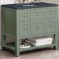 James Martin Vanities Breckenridge 36" Single Bathroom Vanity in Smokey Celadon with 3 cm Charcoal Soapstone Quartz Top and Rectangular Sink, , large