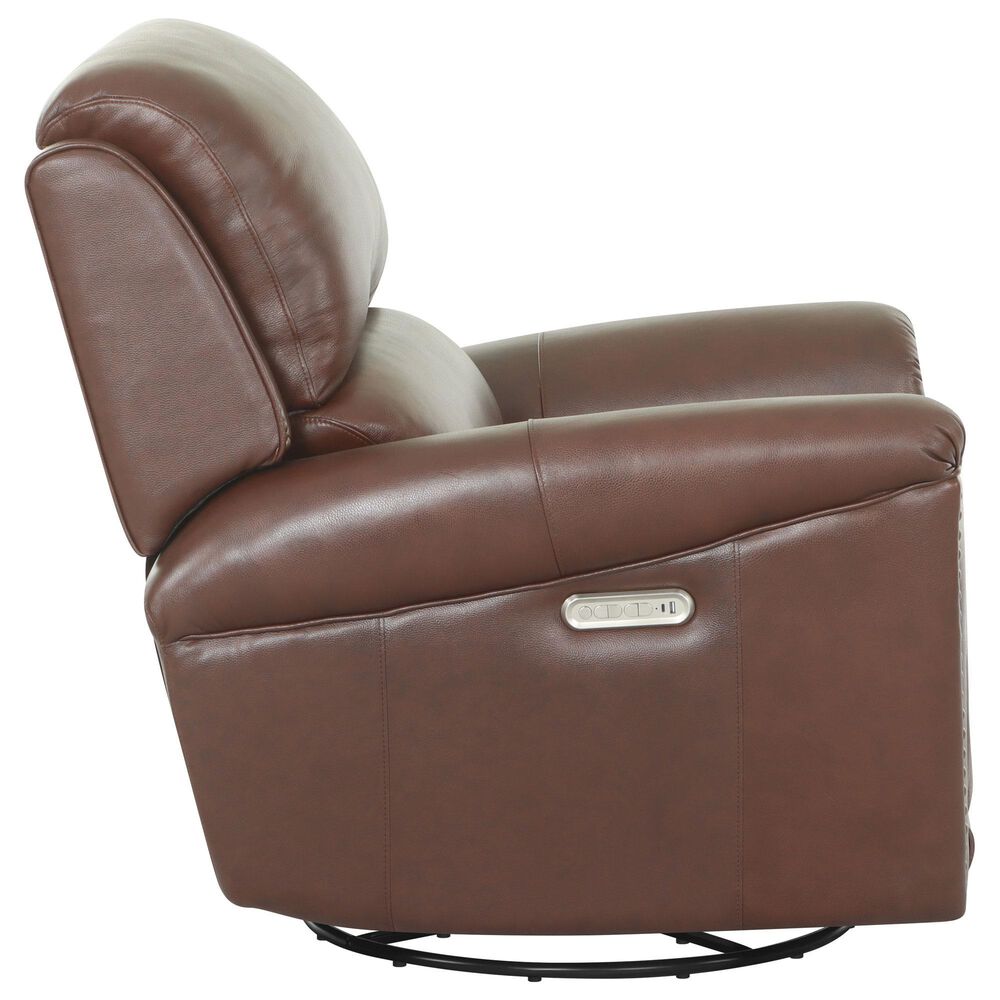 Chateau d'Ax Stationary Leather Sofa and Recliner Set in Red Brown, , large