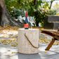 Hearth and Haven Outdoor Side Table with Braided Cord Design in Wood Brown, , large