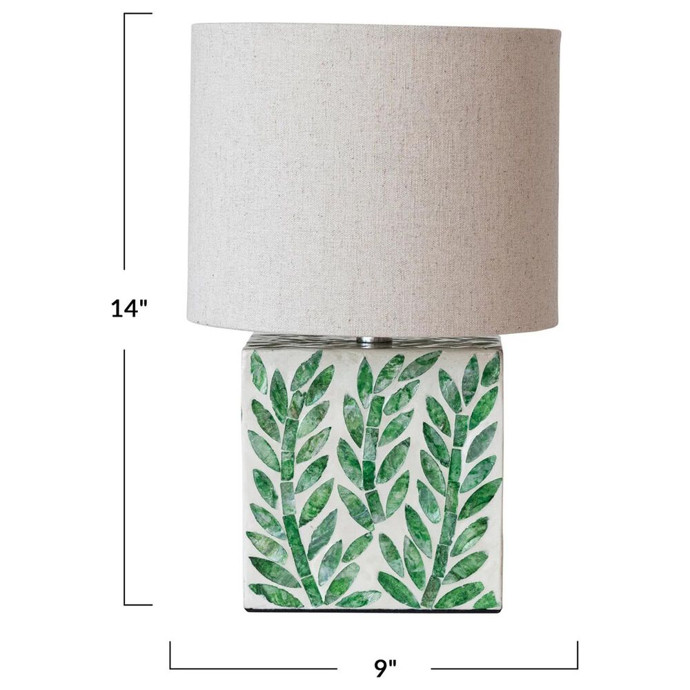 Teak Interiors Magpie Table Lamp in Natural and Green, , large