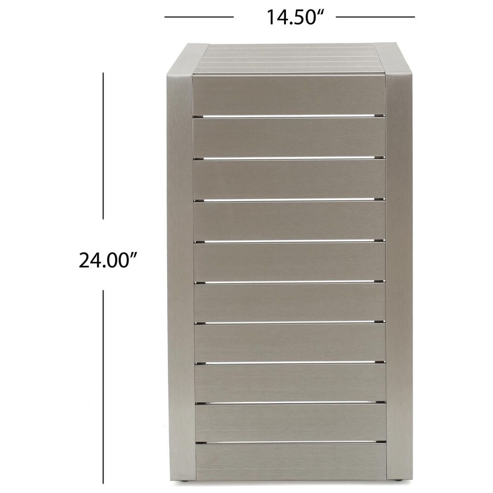 Hearth and Haven Cape Coral C-Shaped Patio Side Table in Silver, , large
