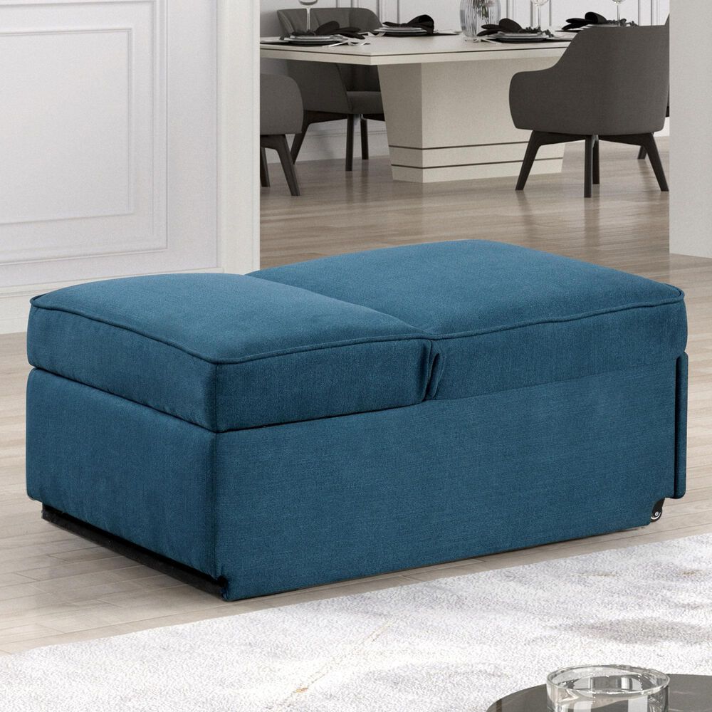 Furniture of America Woburn Convertible Chaise Lounger with Caster in Blue, , large