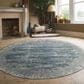 Radici USA Davide Abstract 7"10" Round Blue Area Rug, , large