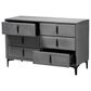 Baxton Studio Etienne 6-Drawer Dresser with Slate Grey Upholstered in Black, , large