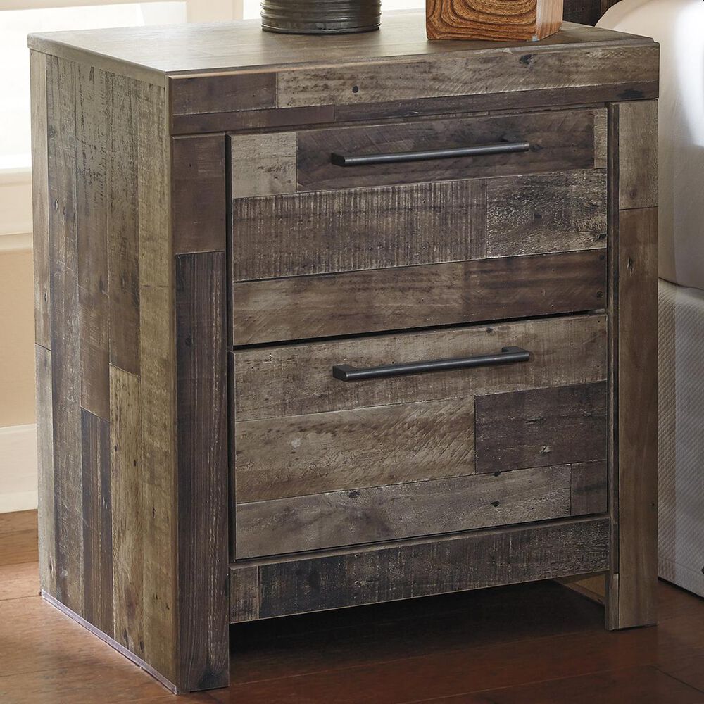 Signature Design by Ashley Derekson 2 Drawer Night Stand in Walnut and Gray, , large