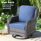 HOMLUX 7-Piece Patio Set with 42 Inch Fire Pit Table, Outdoor Wicker Sofa and Swivel Rocking Chairs, Grey Rattan in Denim Blue, , large