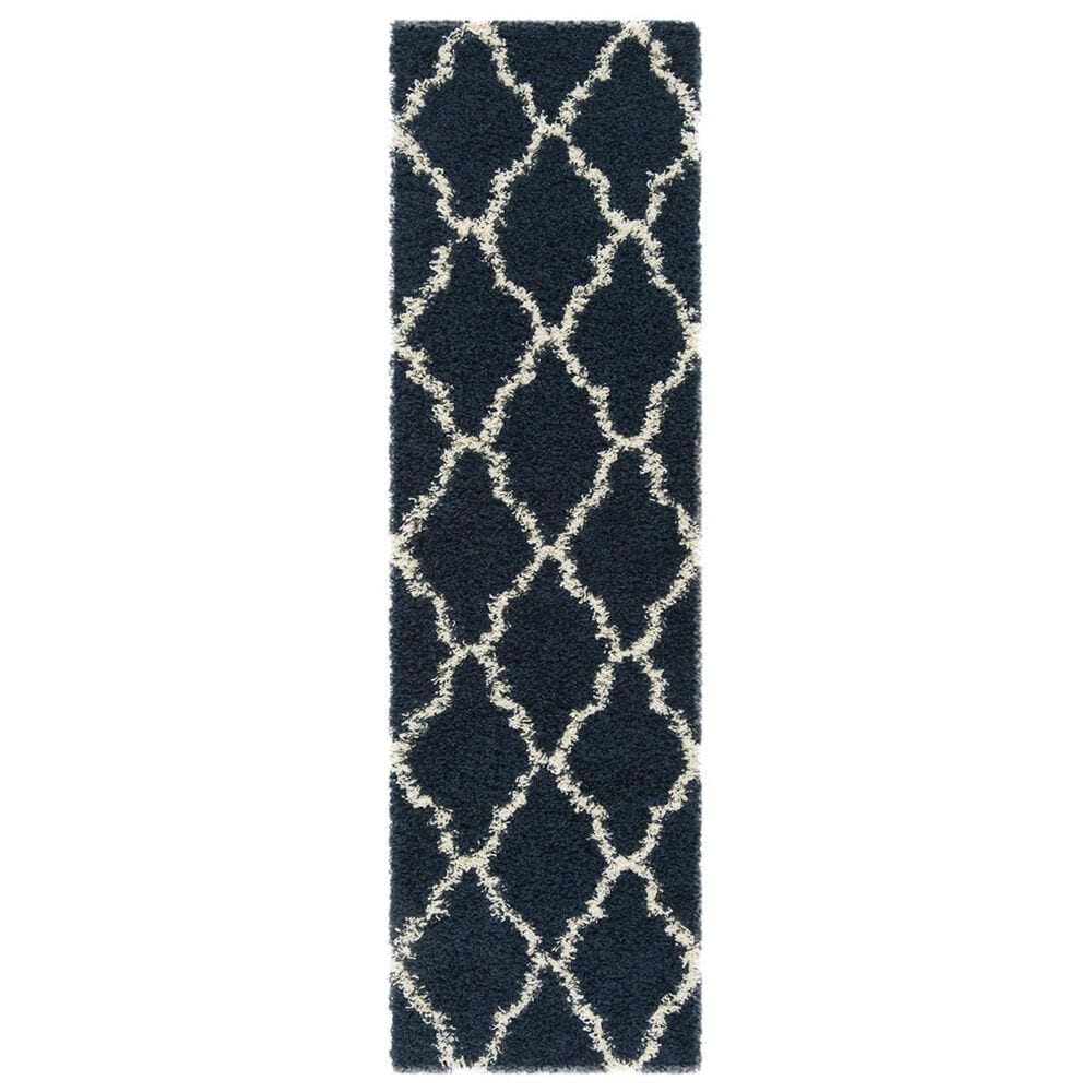 Safavieh Dallas Shag SGD257N-28 2"3" x 8" Navy/Ivory Runner, , large