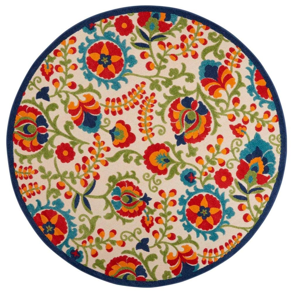 Nourison Aloha ALH17 4" Round Multicolor Indoor/Outdoor Area Rug, , large