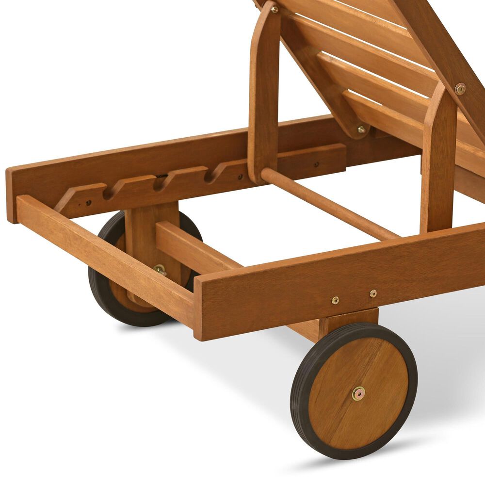 Noviland Patio Lounge Chair Chaise with Side Tray and Wheels in Natural, , large