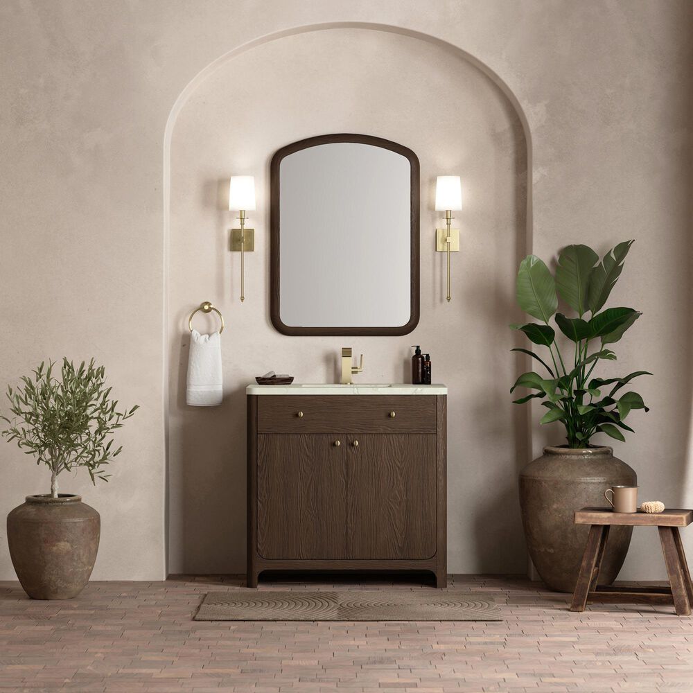James Martin Vanities Gracyn 36&quot; Single Bathroom Vanity in Sable with 3 cm Victorian Silver Quartz Top and Rectangular Sink, , large