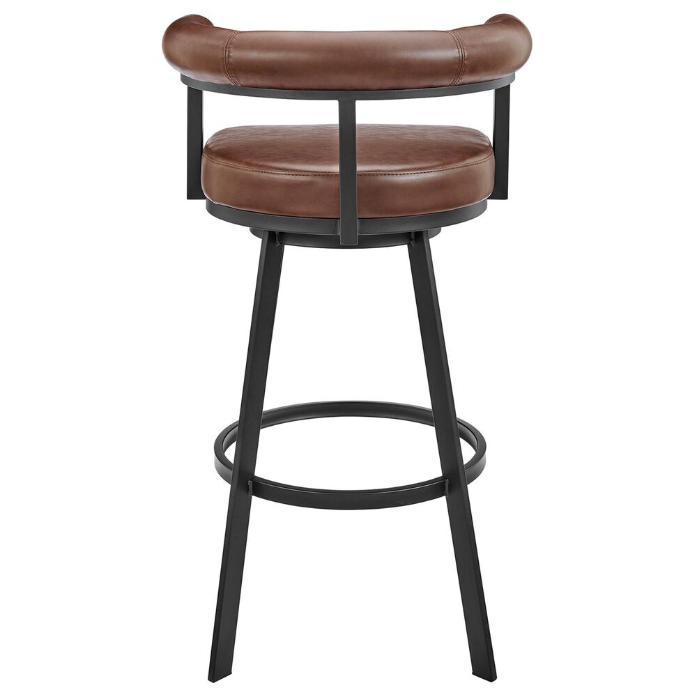 Blue River Magnolia 26&quot; Swivel Counter Stool in Black Metal with Brown Faux Leather, , large
