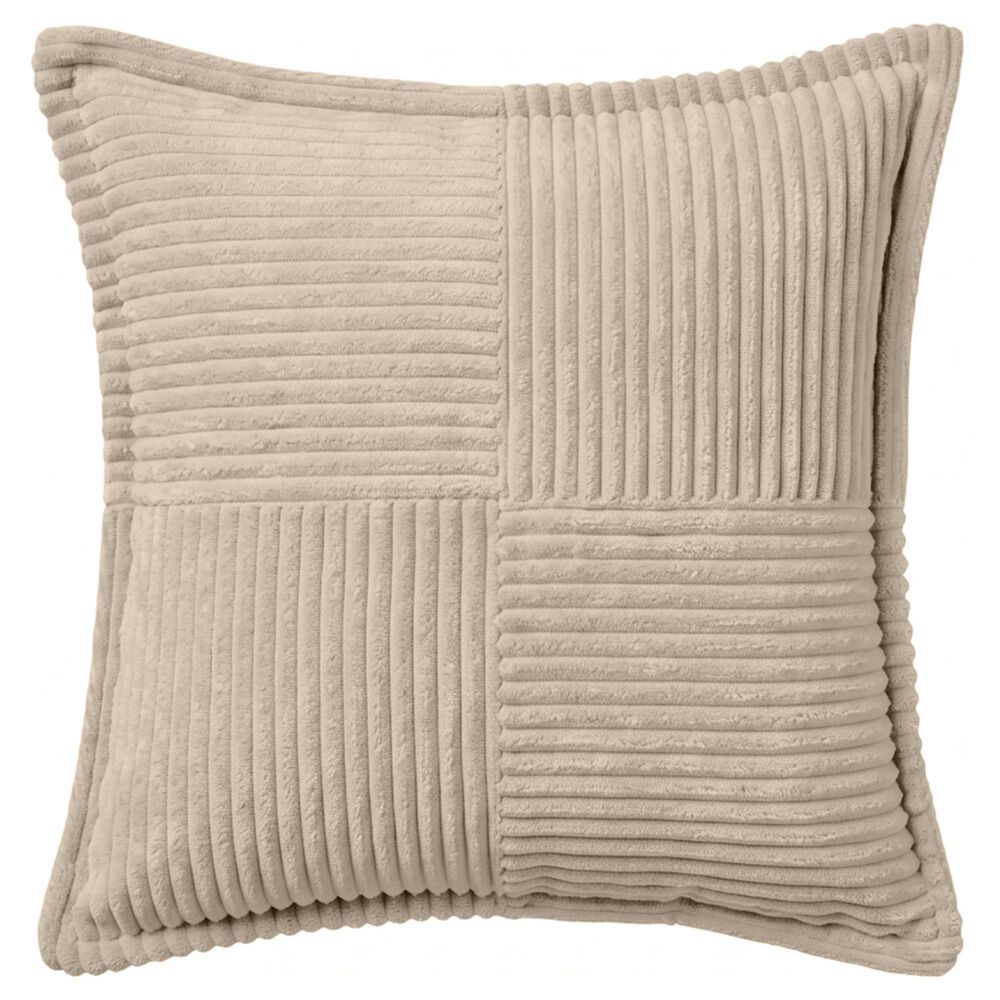 Chanasaya 20" Square Textured Patchwork Throw Pillow in Beige, , large