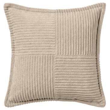 Chanasaya 20" Square Textured Patchwork Throw Pillow in Beige, , large