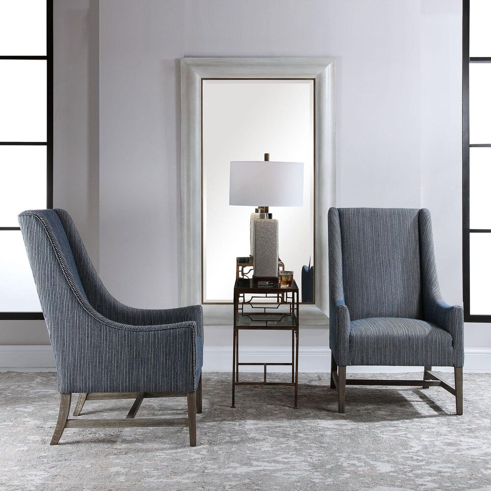 Uttermost Galiot Accent Chair in Blue and White, , large