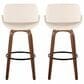 LumiSource Fabrico 30" Swivel Fixed-Height Bar Stool with Cream Faux Leather Upholstery in Black and Walnut (Set of 2), , large