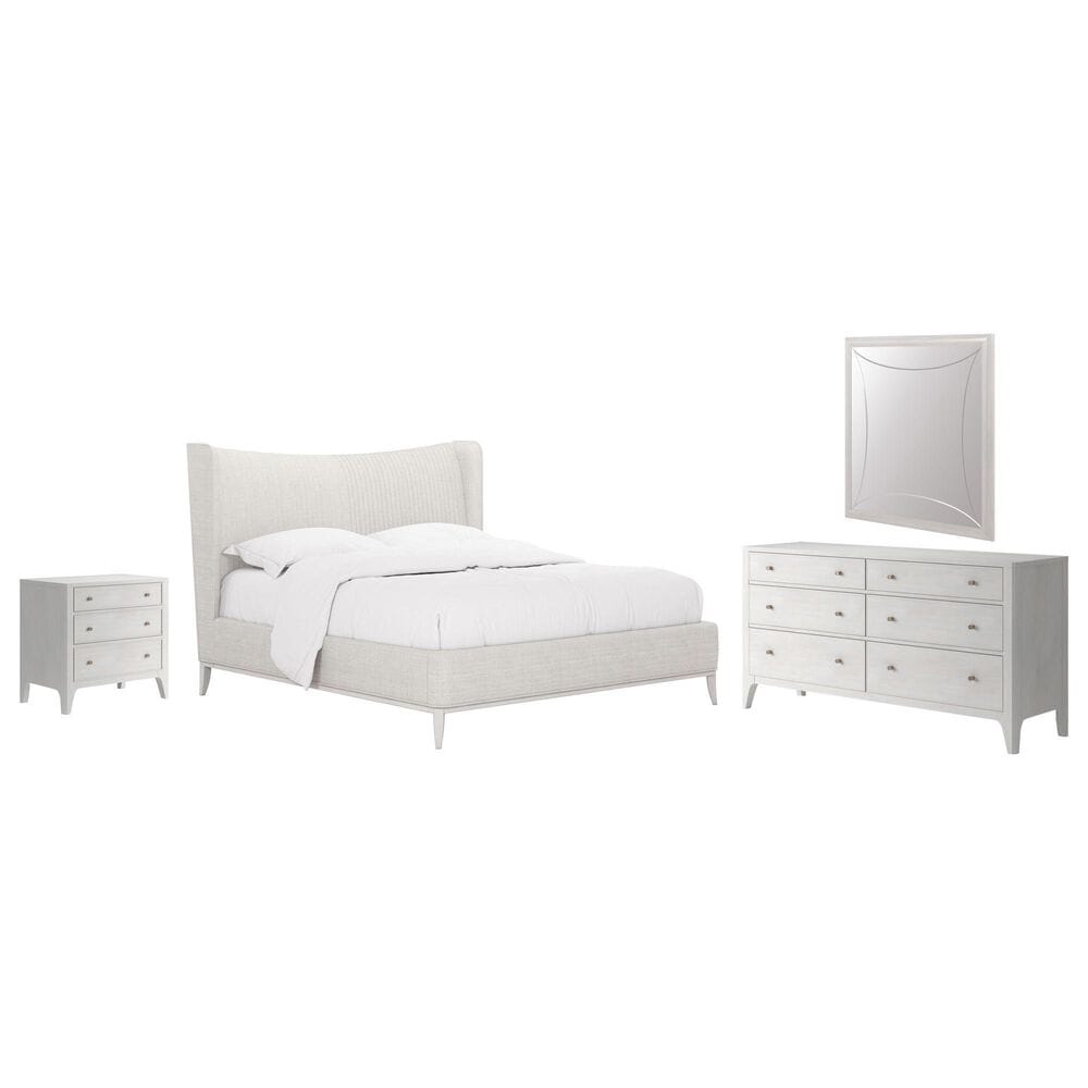 Vantage Mezzanine 4 Piece Queen Upholstered Wingback Bedroom Set in Dove Gray, , large